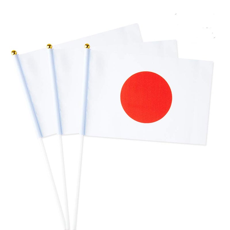 mflagperft Japan Flag Japanese Flag, Small Mini Handheld Japan Flags on Stick, Ideal for Party Parades Sports Events Patriotic Festival Decorations - Image 1